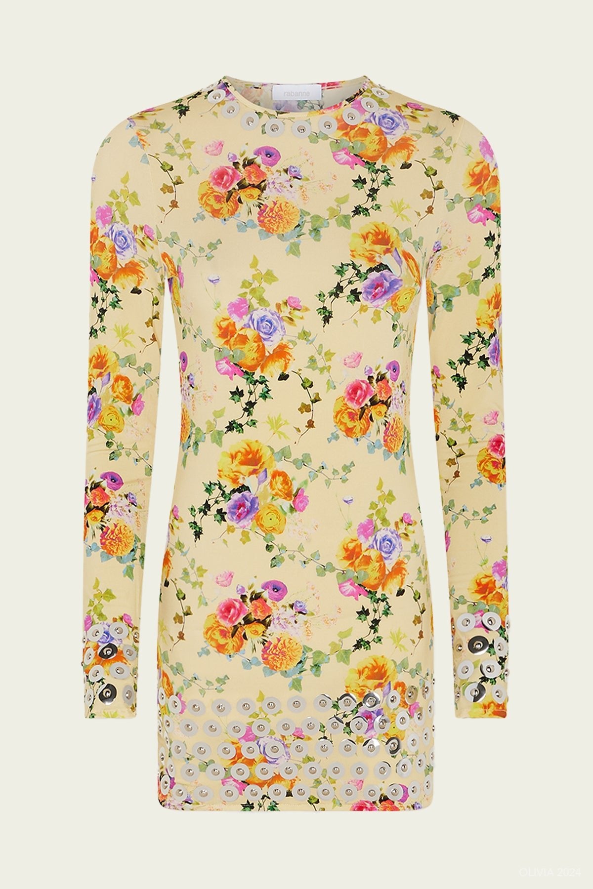 Floral - Print Long - Sleeve Top in Beige Multi - shop - olivia.com