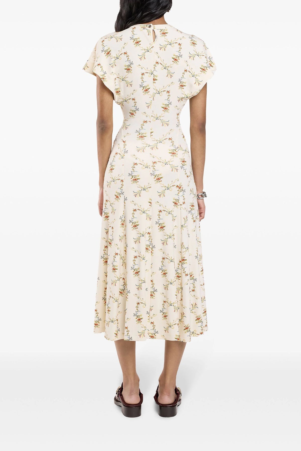 Floral - Print Ruched Midi Dress in Beige - shop - olivia.com