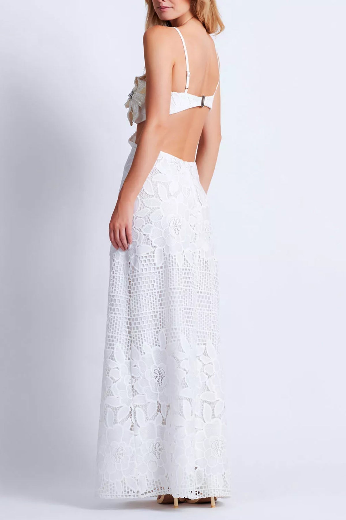 Flower Embroidered Maxi Dress in White - shop-olivia.com