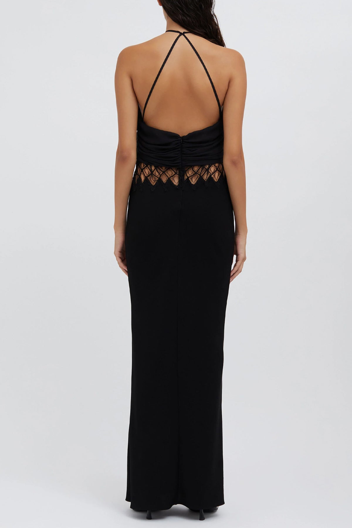 Fluted Silk Column Dress in Black - shop - olivia.com