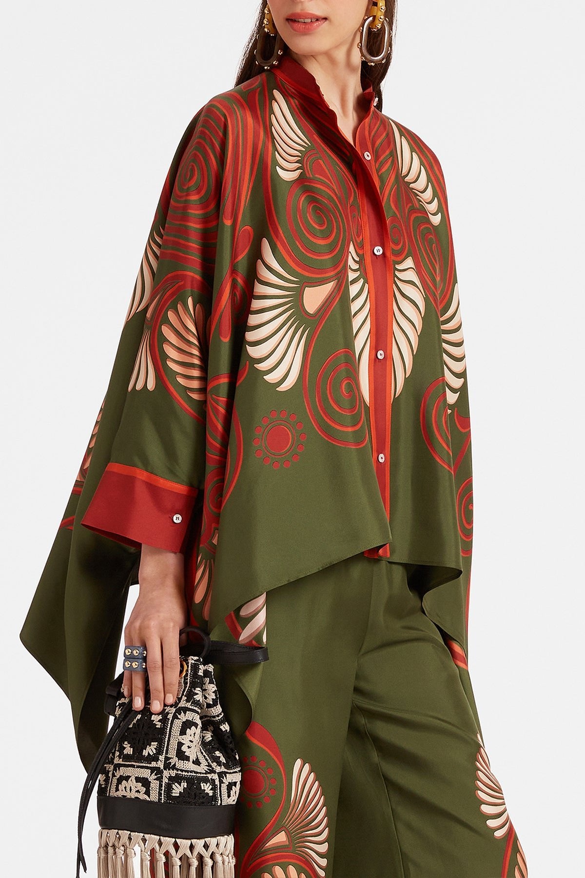 Foulard Shirt in Kerylos Placée Dark Green - shop - olivia.com