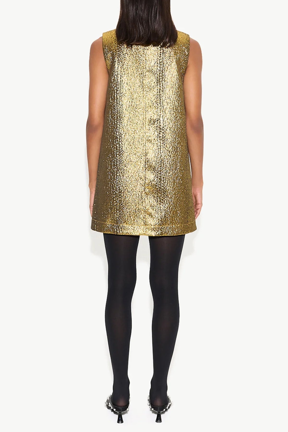 Fountain Metallic Mini Dress in Star Gold - shop - olivia.com