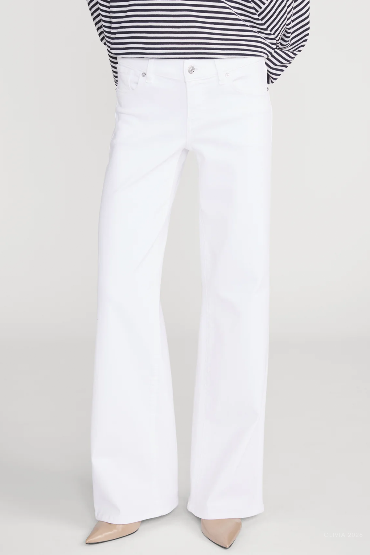 Low Rise Le Slim Palazzo in White