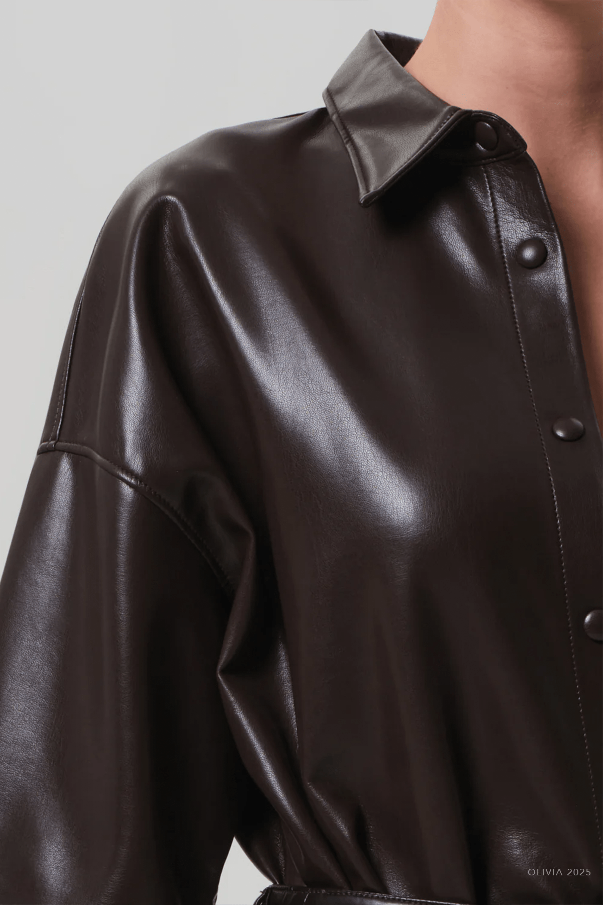 Frances Cropped Cape Button Up in Chocolate - shop - olivia.com