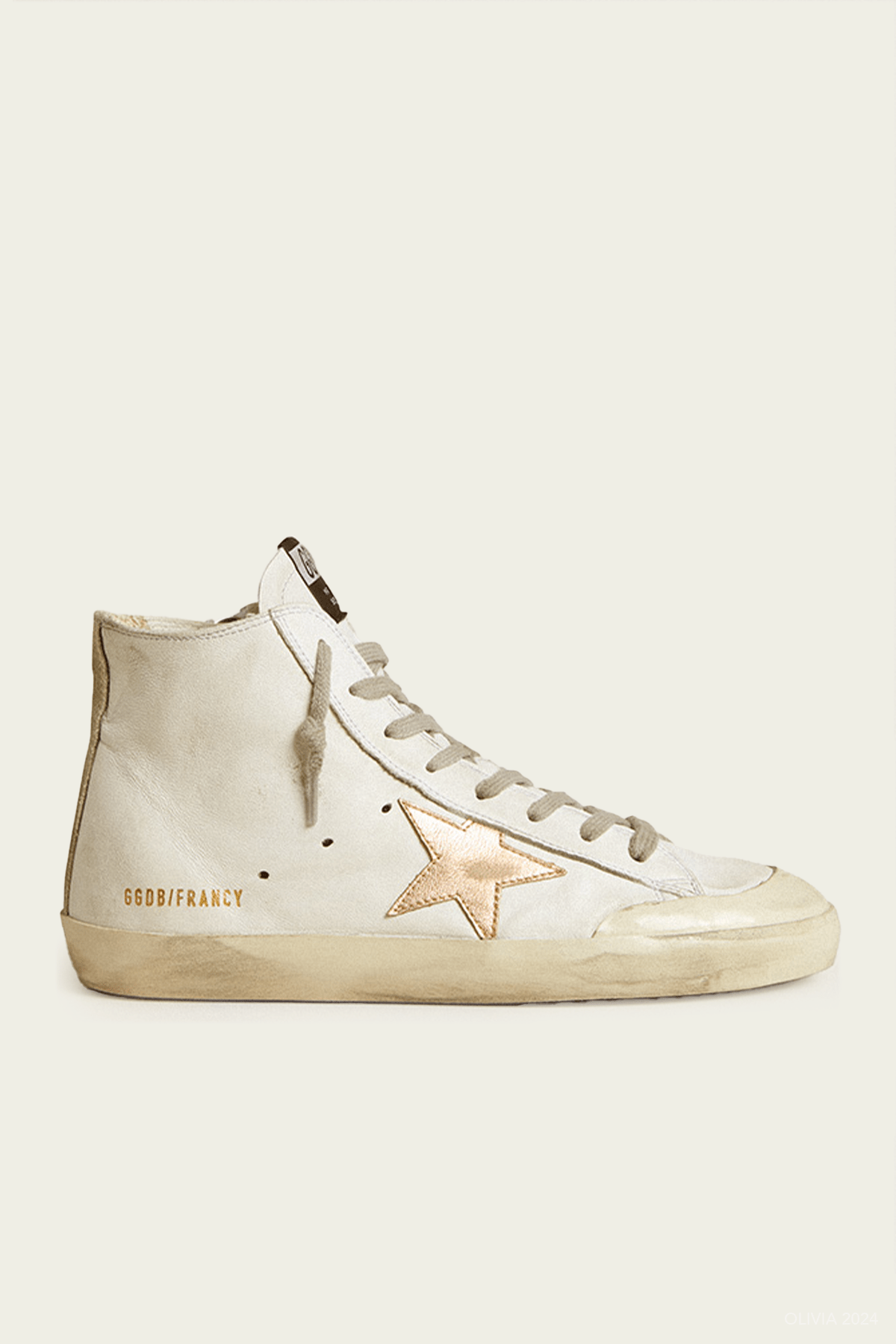 Francy White Gold Leather Sneaker - shop - olivia.com