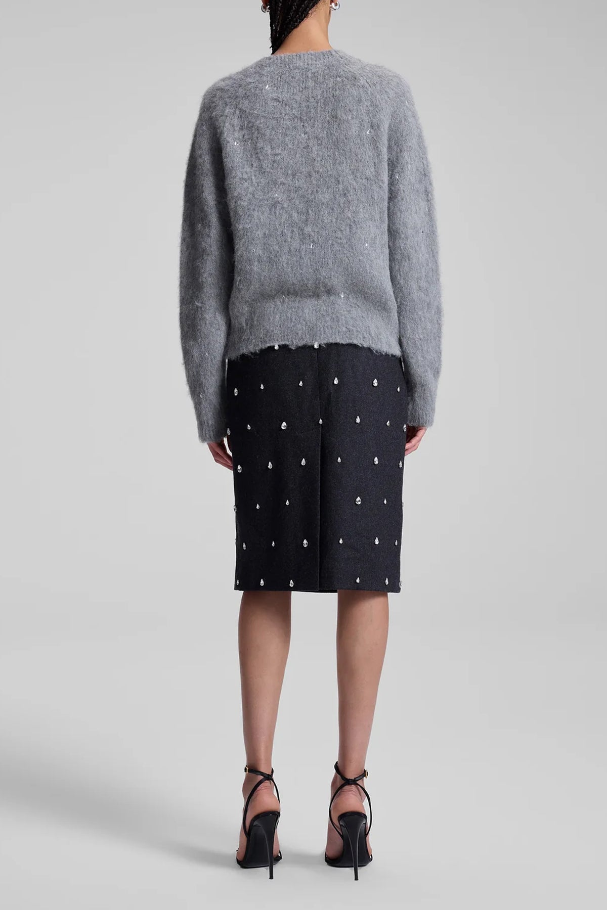 Frankie Wool Cashmere Embellished Sweater in Heather Grey - shop - olivia.com