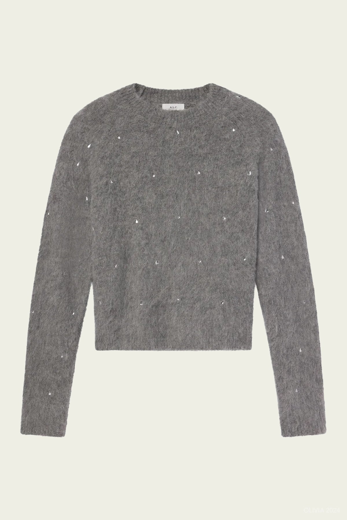 Frankie Wool Cashmere Embellished Sweater in Heather Grey - shop - olivia.com