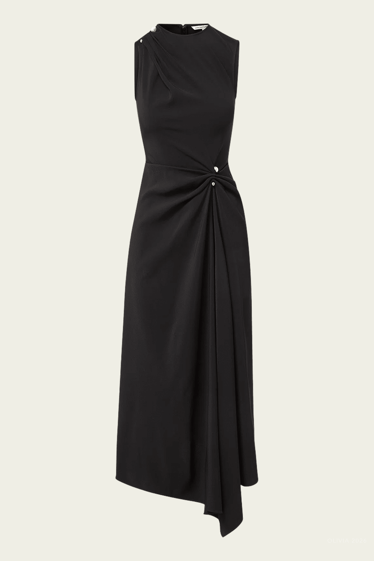Freja Brooch Midi Dress in Black - shop-olivia.com