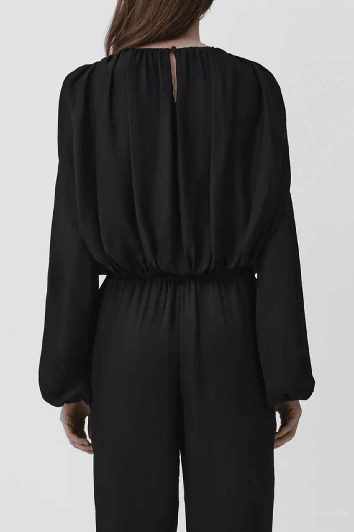 Frida Silk Georgette Top in Black - shop-olivia.com