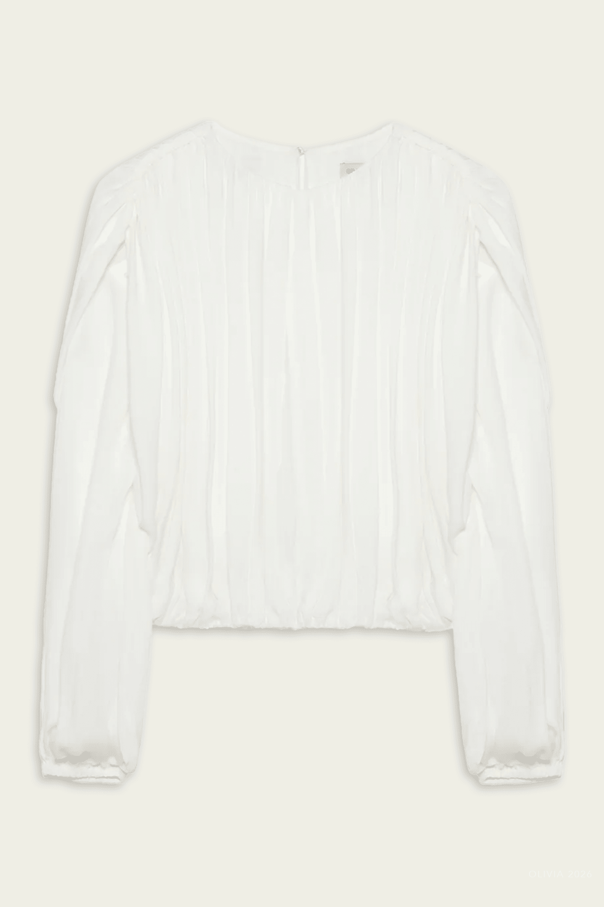 Frida Silk Georgette Top in Ivory - shop-olivia.com