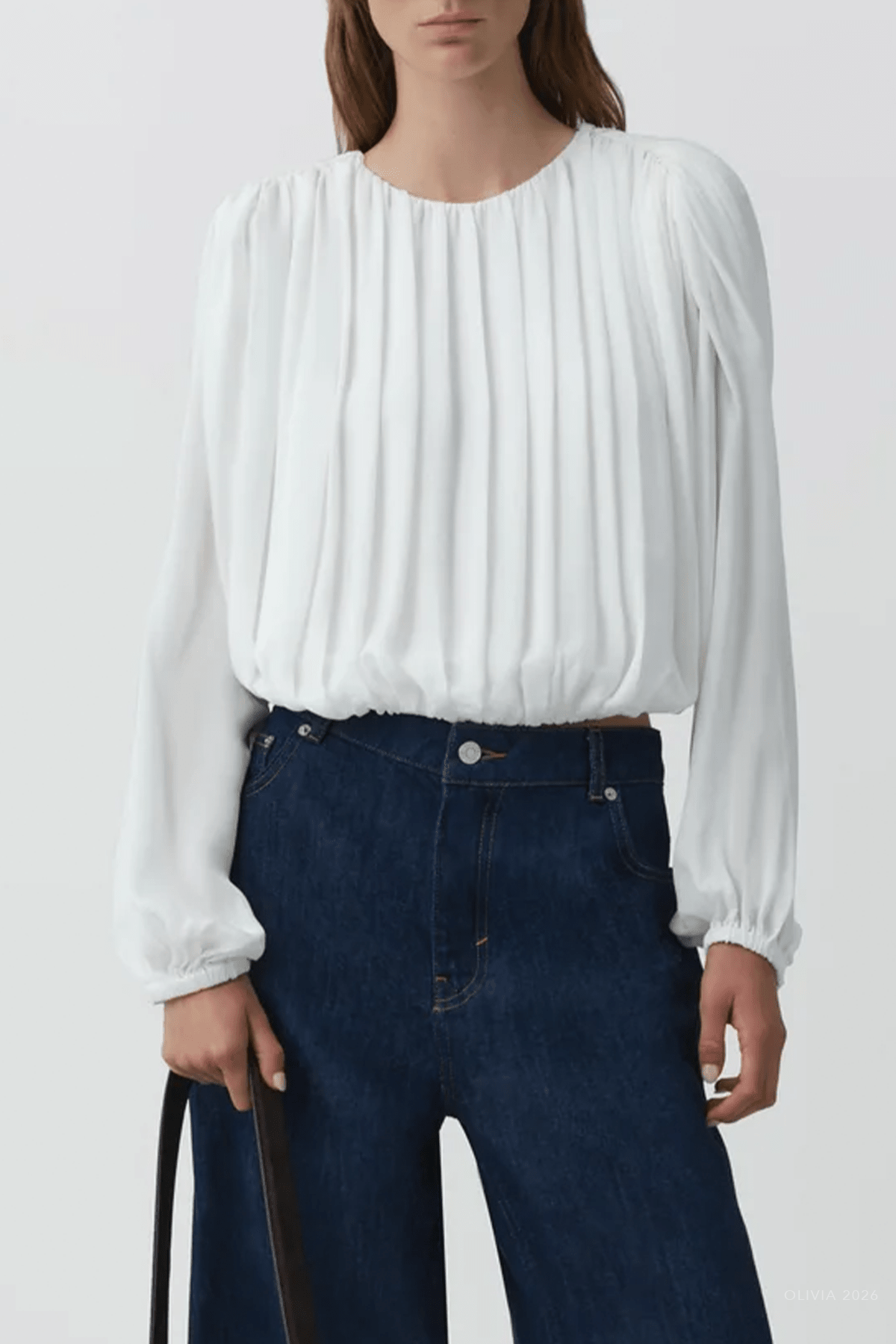 Frida Silk Georgette Top in Ivory - shop-olivia.com
