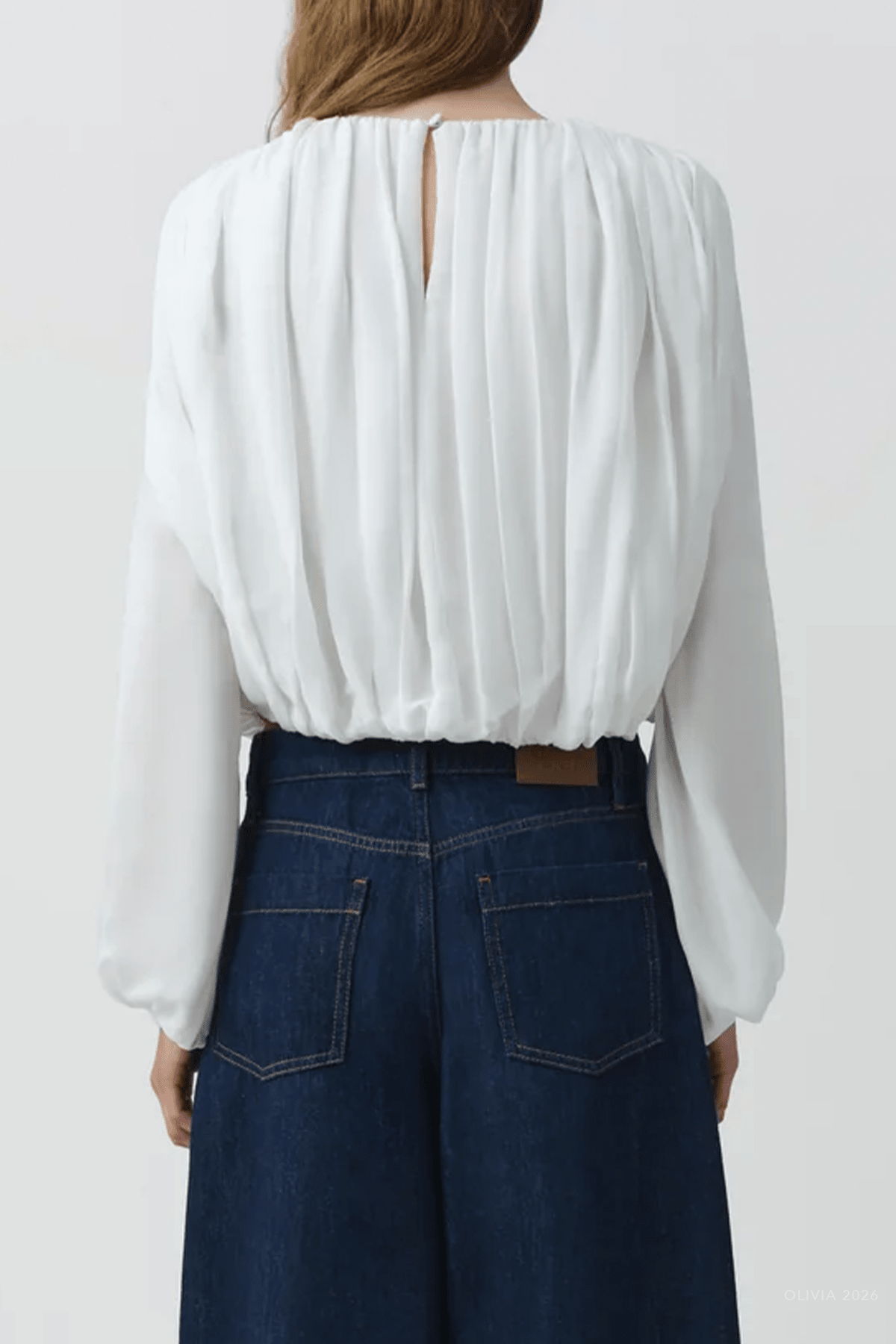 Frida Silk Georgette Top in Ivory - shop-olivia.com