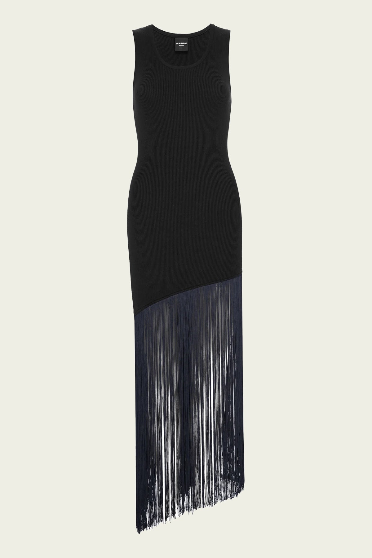 Fringe Hem Tank Dress in Black - shop - olivia.com