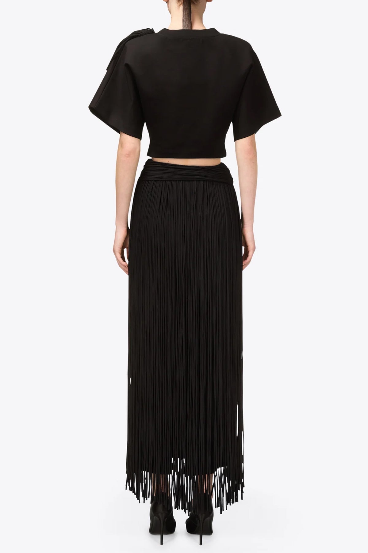 Fringe Midi Skirt in Black - shop - olivia.com