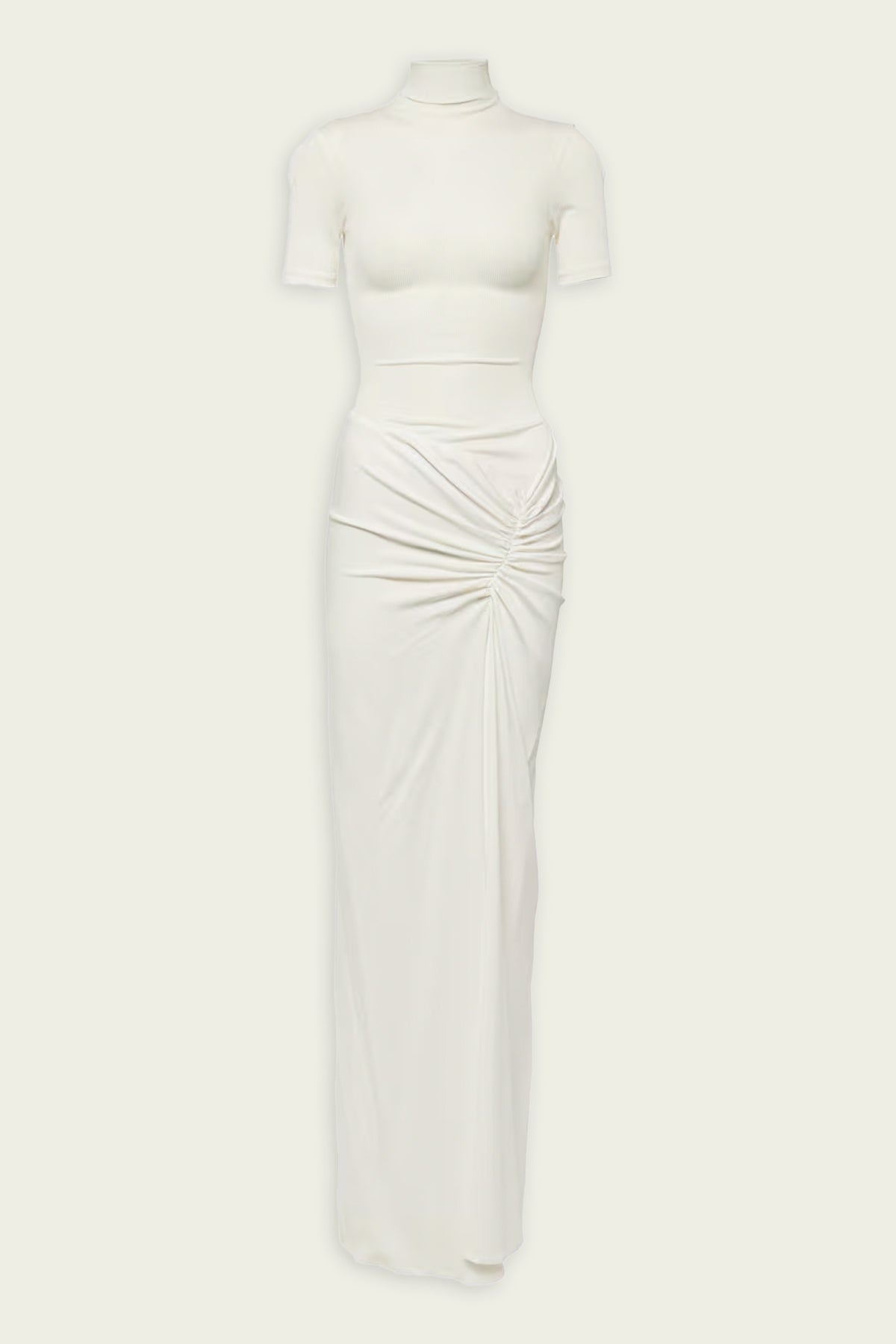 Fusion Ruched Tee Gown in White - shop-olivia.com