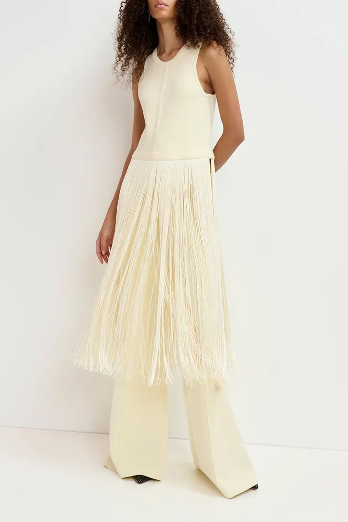 Gabbers Knitted Fringe Top in Ecru - shop - olivia.com