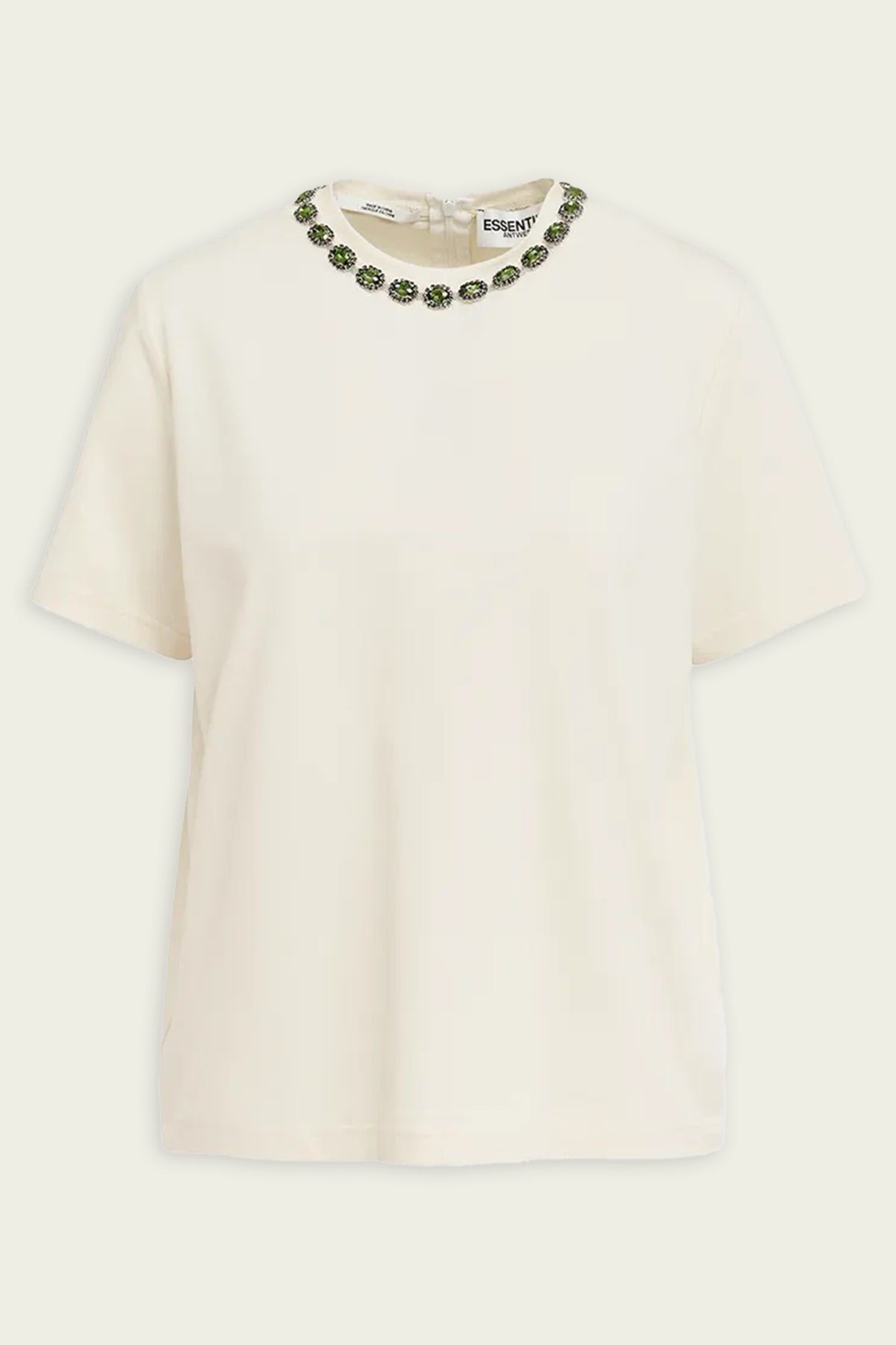 Galenic Rhinestone - Embellished T-Shirt in Ecru - shop - olivia.com