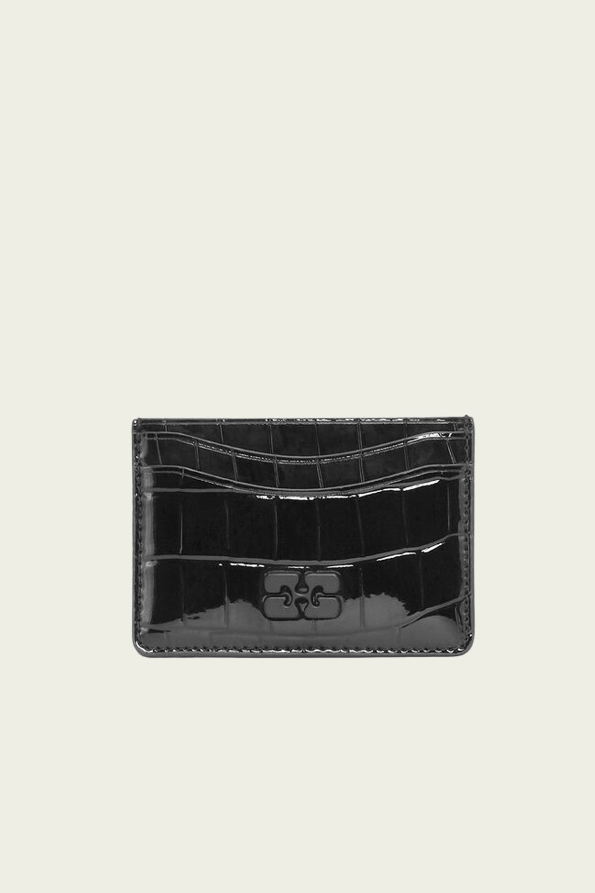 Ganni Bou Card Holder Patent Croco in Black - shop - olivia.com