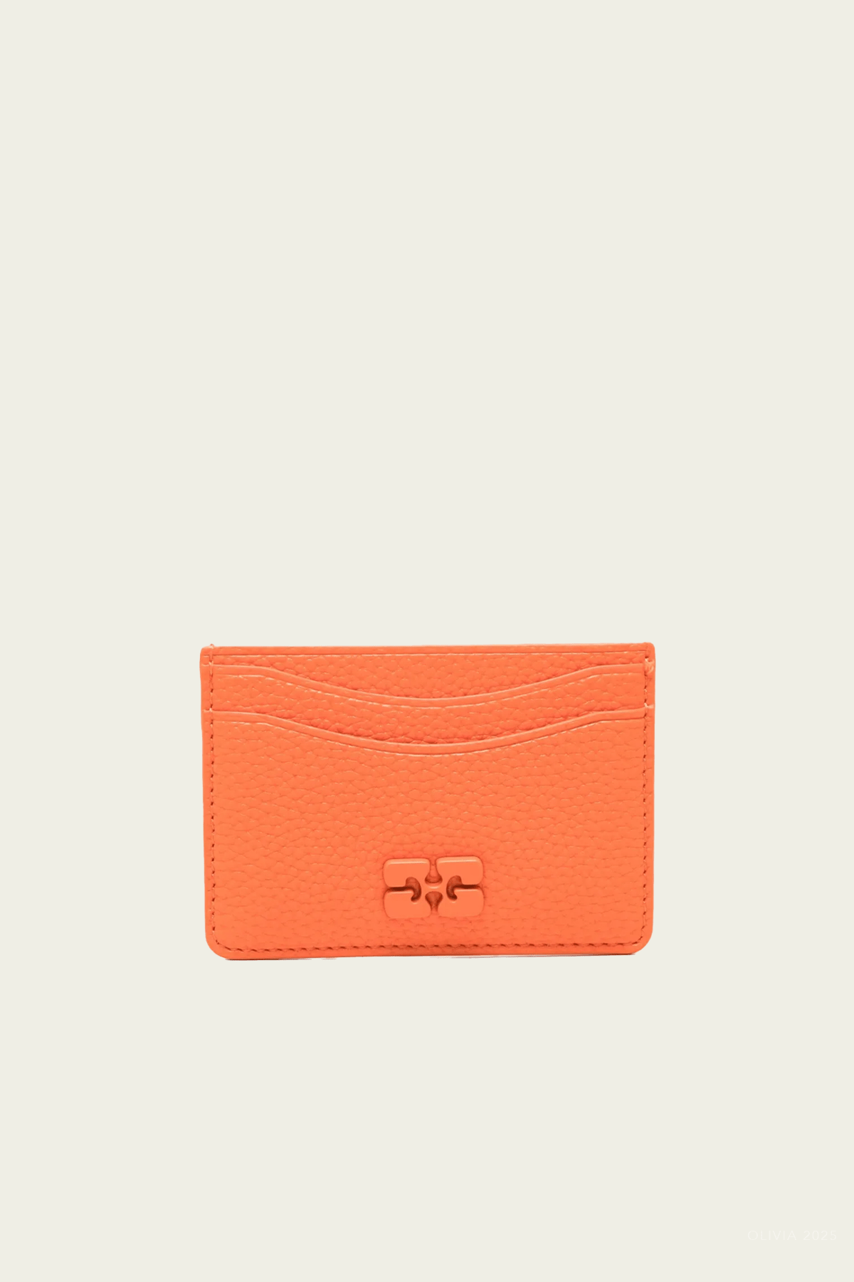 Ganni Card Holder Grained in Russet Orange - shop - olivia.com