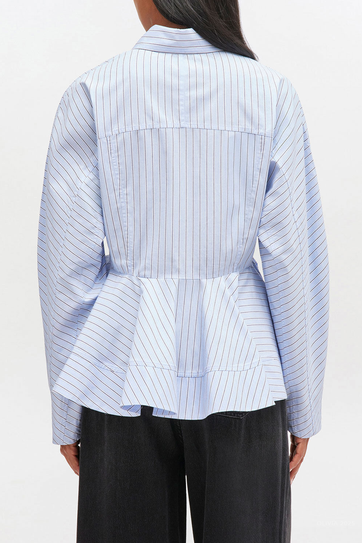 Stripe Peplum Shirt in Lavender Lustre