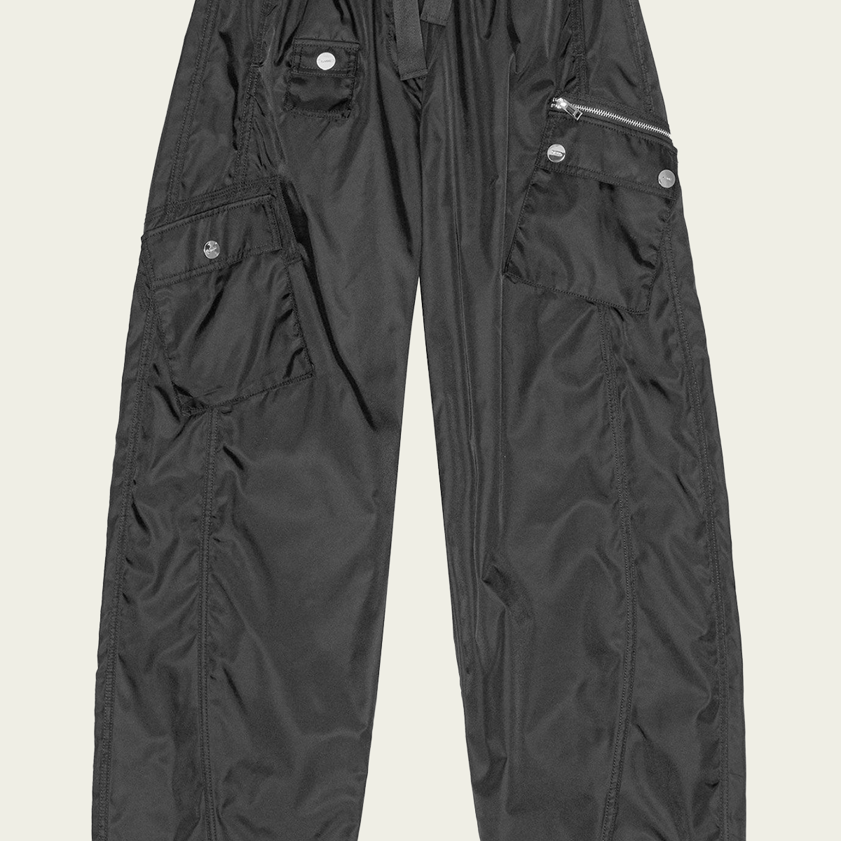 Nylon Elasticated Trousers in Black