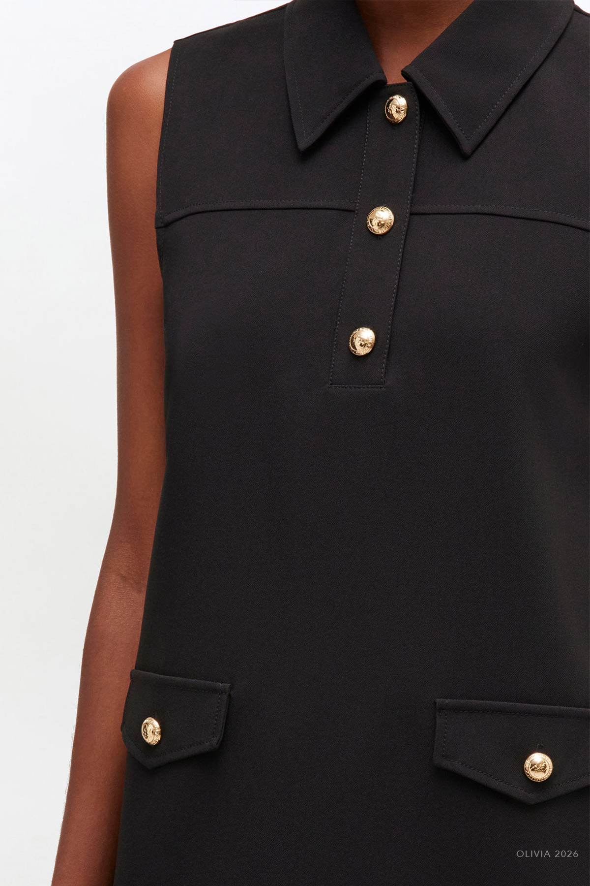 Twill Suiting Mini Dress in Black