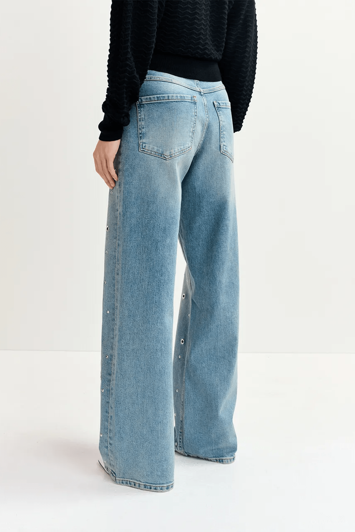 Garment Eyelet - Embellished Jeans in Blue - shop - olivia.com