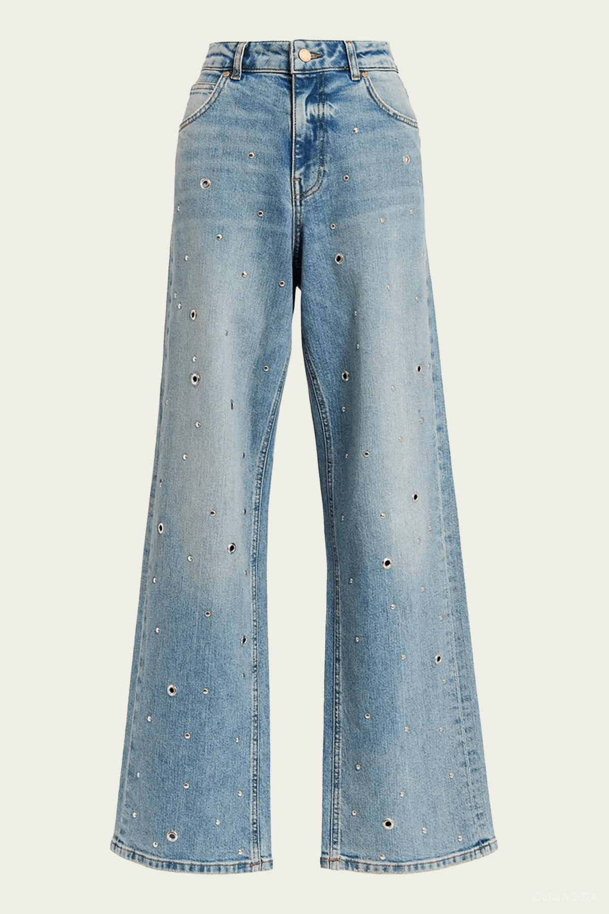 Garment Eyelet - Embellished Jeans in Blue - shop - olivia.com