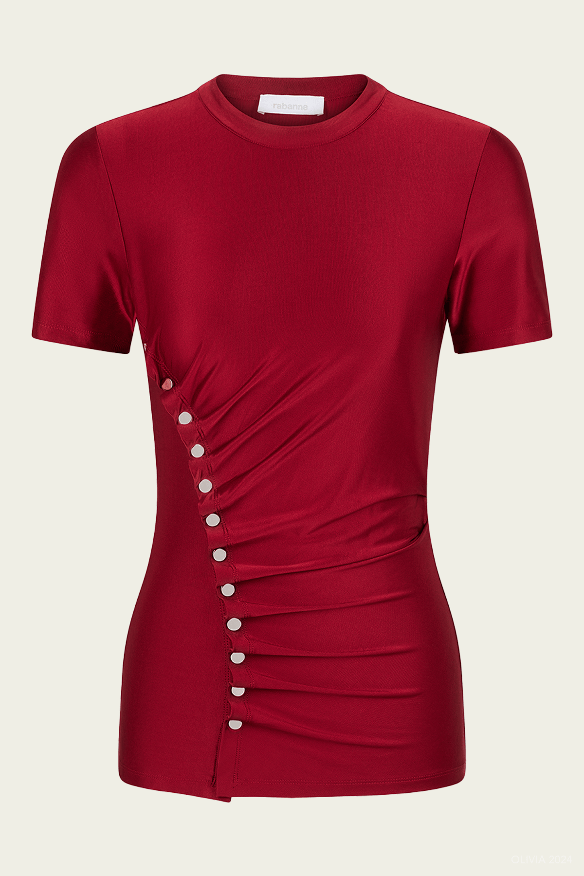 Gathered Jersey Top in Scarlet Red - shop - olivia.com