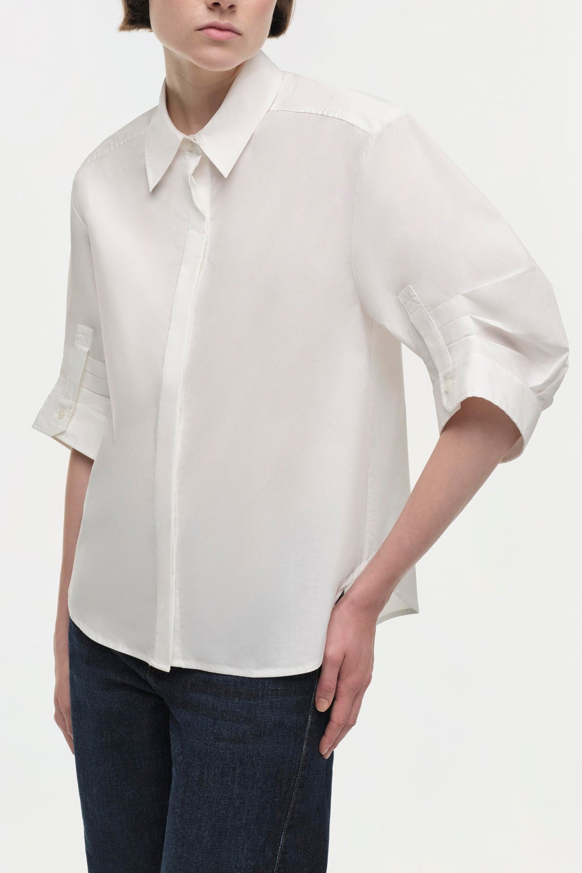 Gemma Three Quarter Sleeve Shirt in White - shop - olivia.com