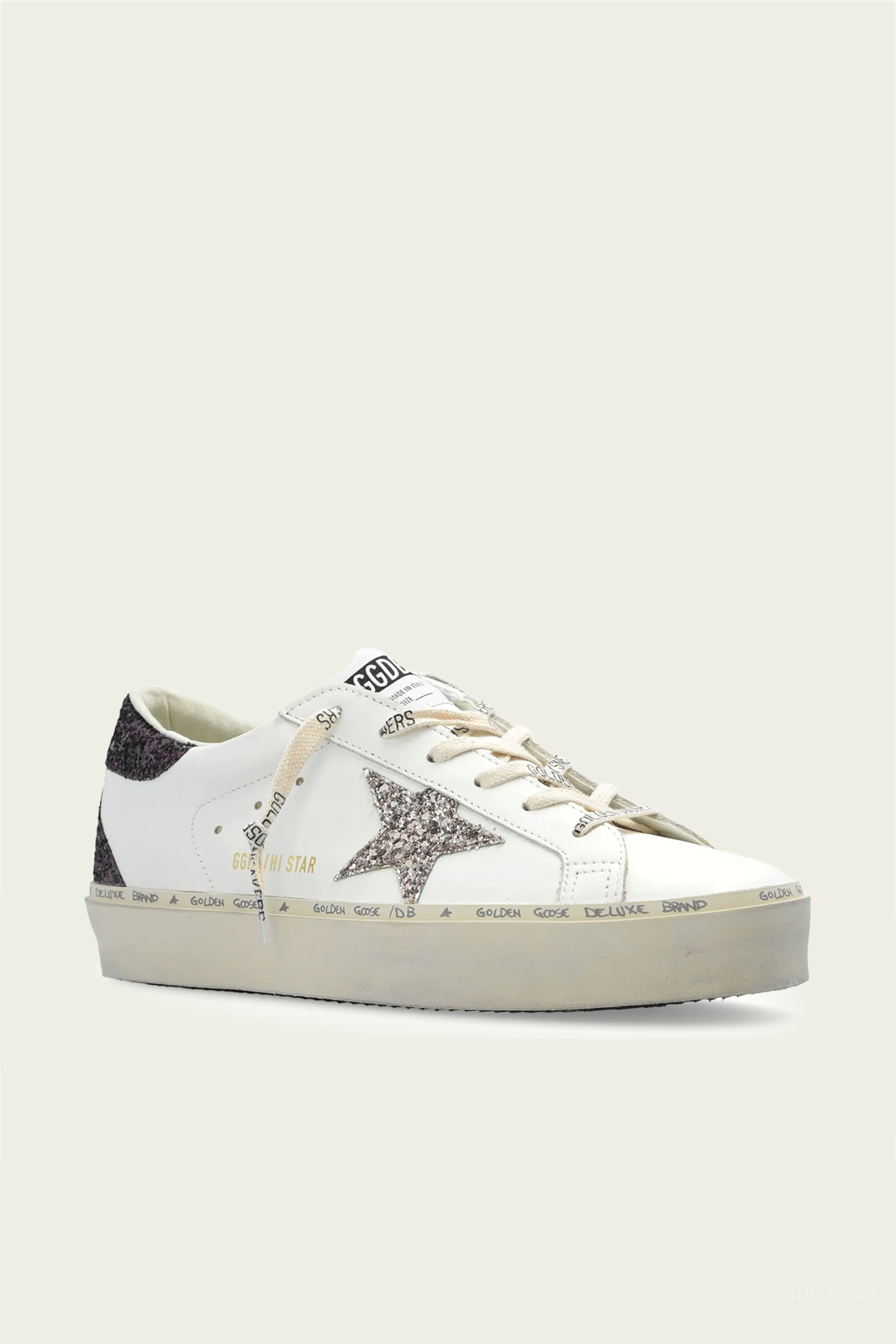 Hi-Star White Cinder Glitter Leather Sneaker
