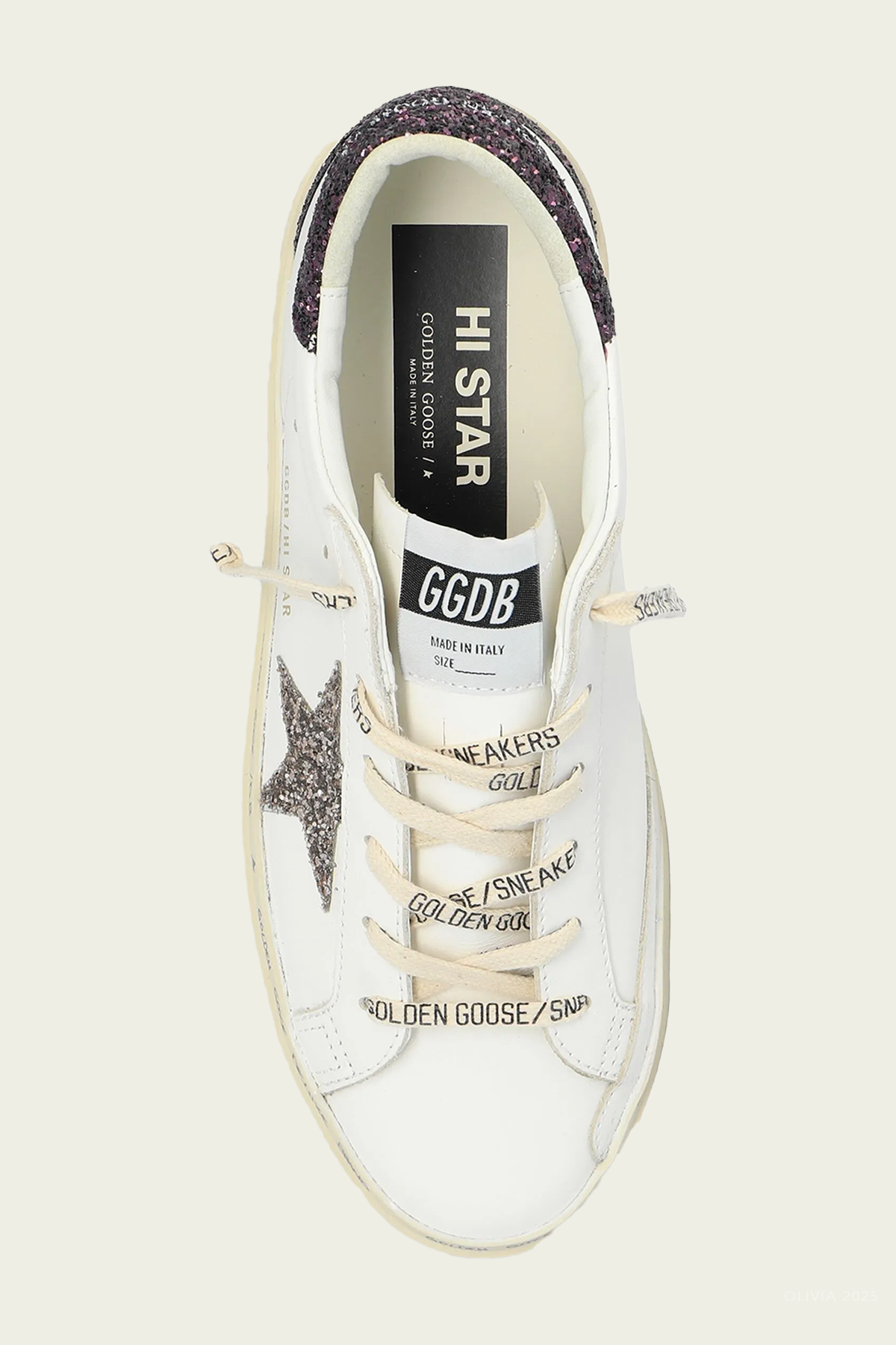 Hi-Star White Cinder Glitter Leather Sneaker