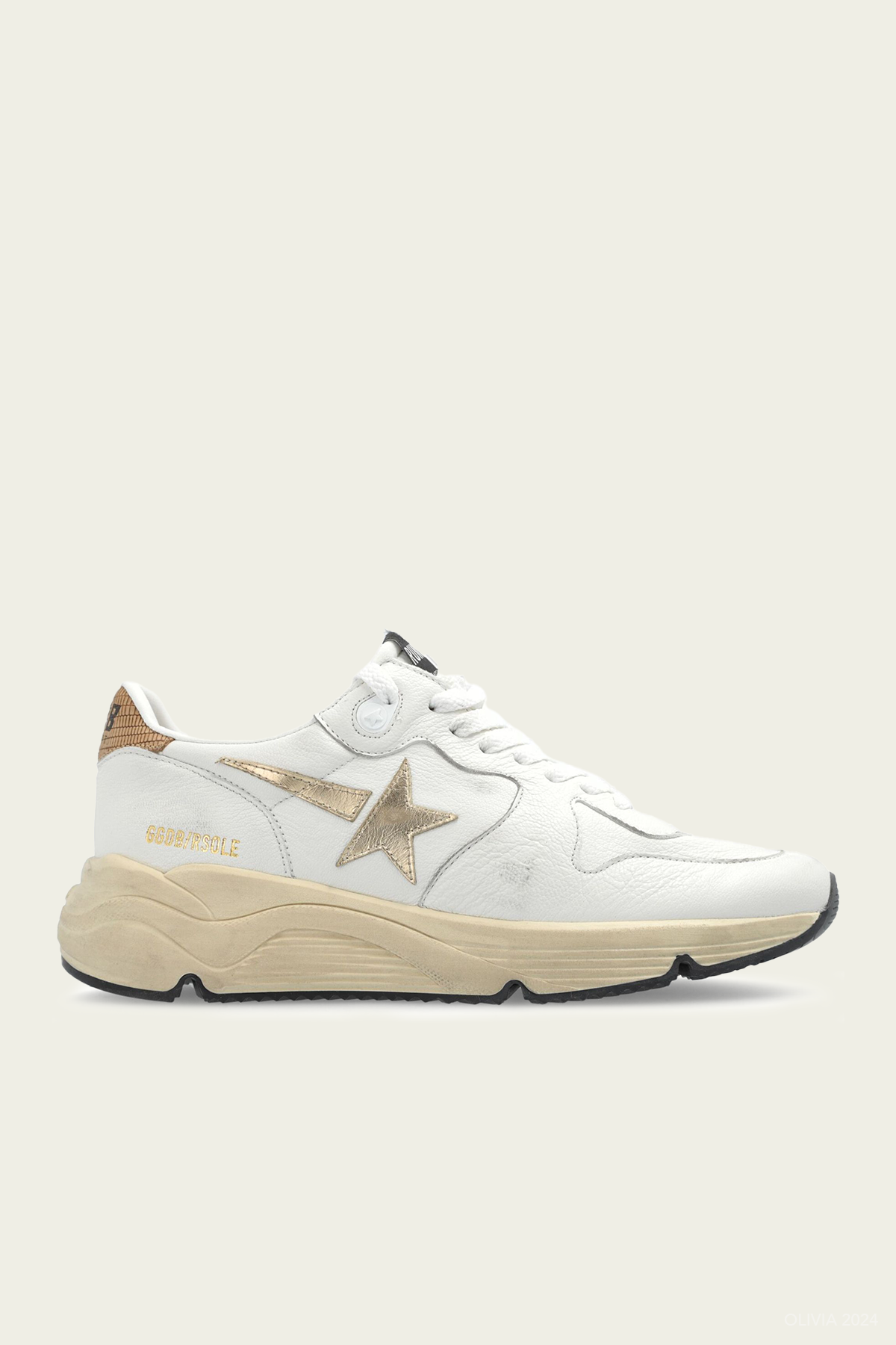 Running White Gold Leather Sneaker