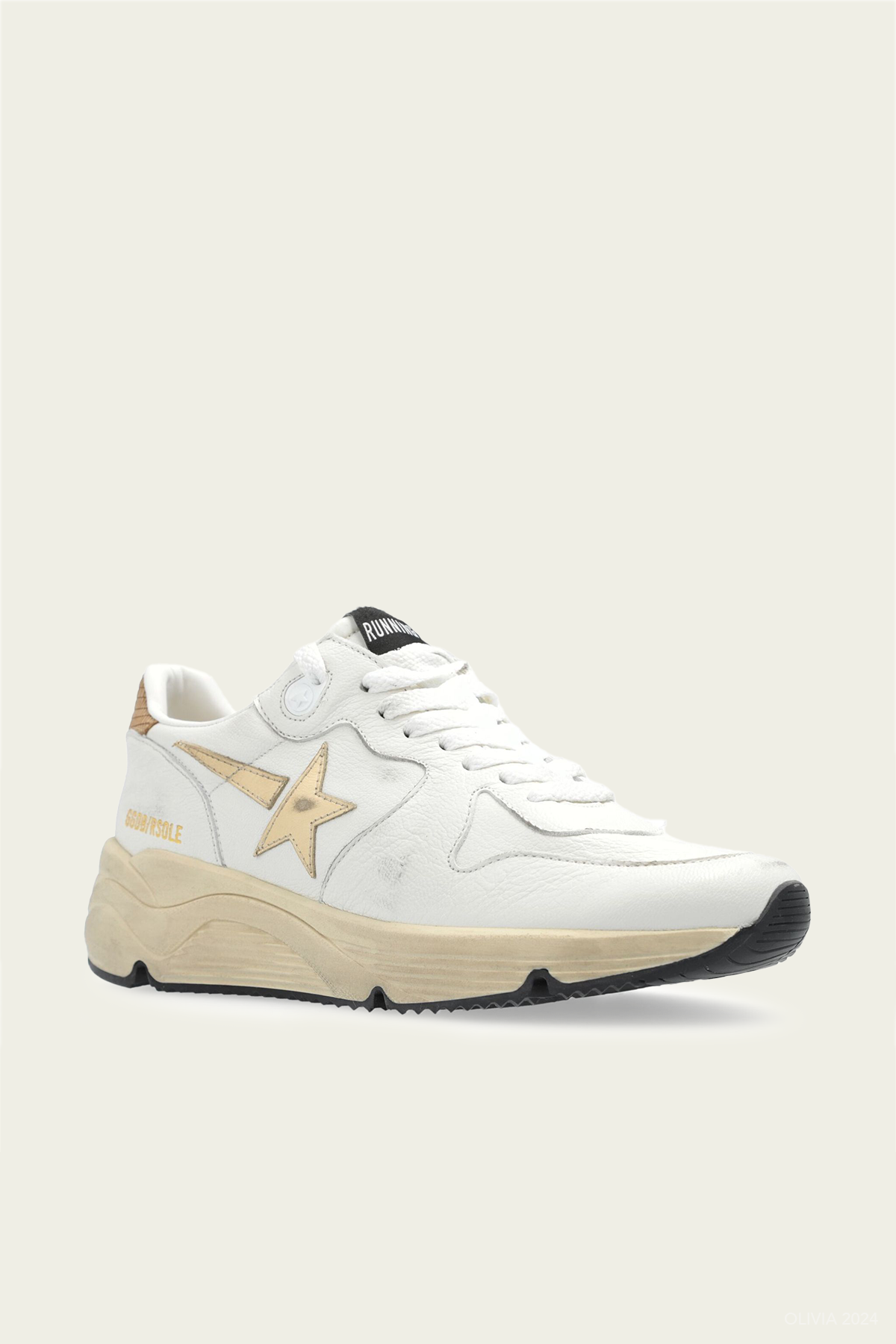 Running White Gold Leather Sneaker