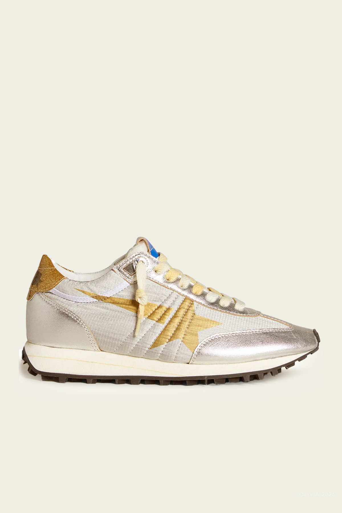 Running Marathon Silver Nylon and Leather Sneaker