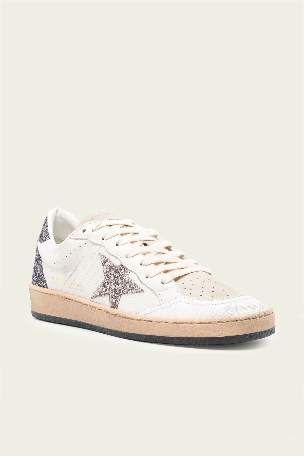 Ball-Star White Silver Glitter Leather Sneaker