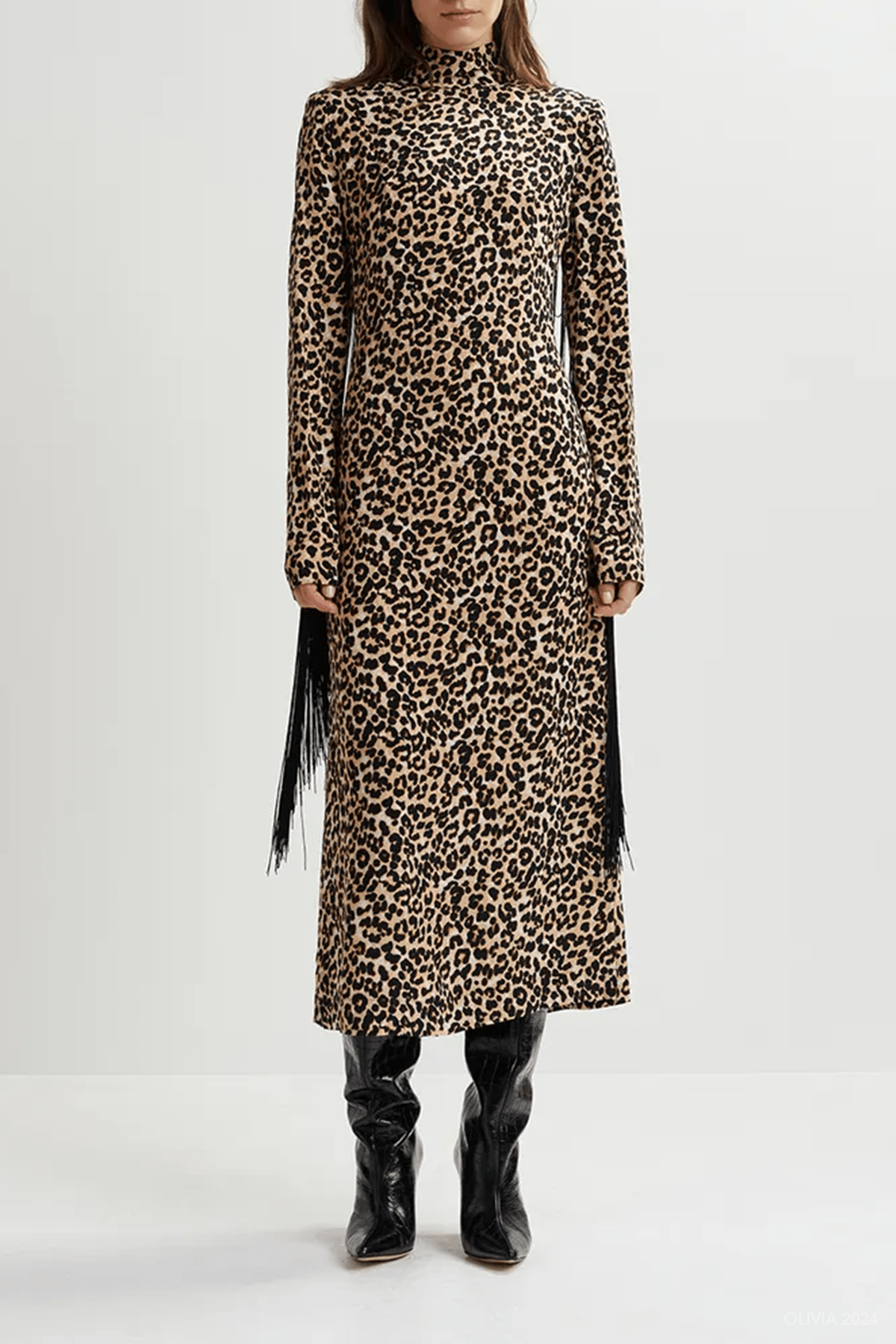 Gironi Leopard - Print Midi Dress in Brown - shop - olivia.com