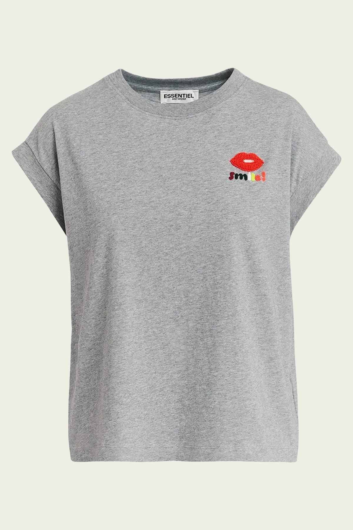 Glaieul Embroidery Cotton T-Shirt in Grey - shop - olivia.com