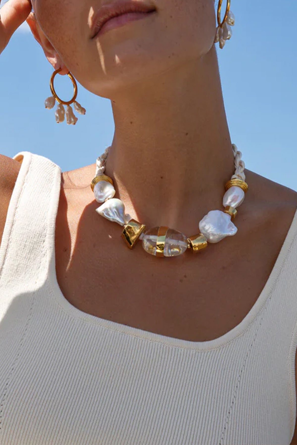 Glass Beach Necklace in Ivory - shop-olivia.com