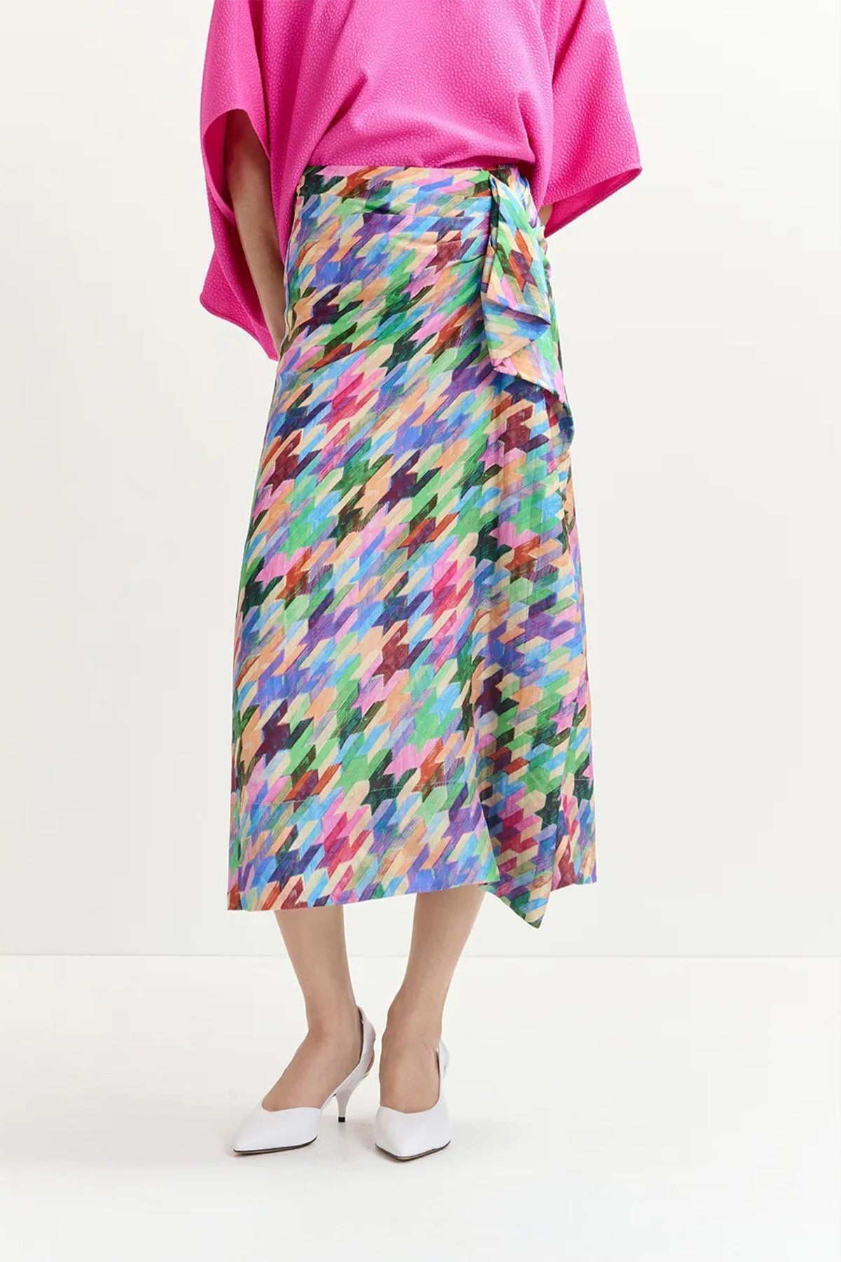 Glavia Silk Draped Midi Skirt in Multicolor - shop - olivia.com