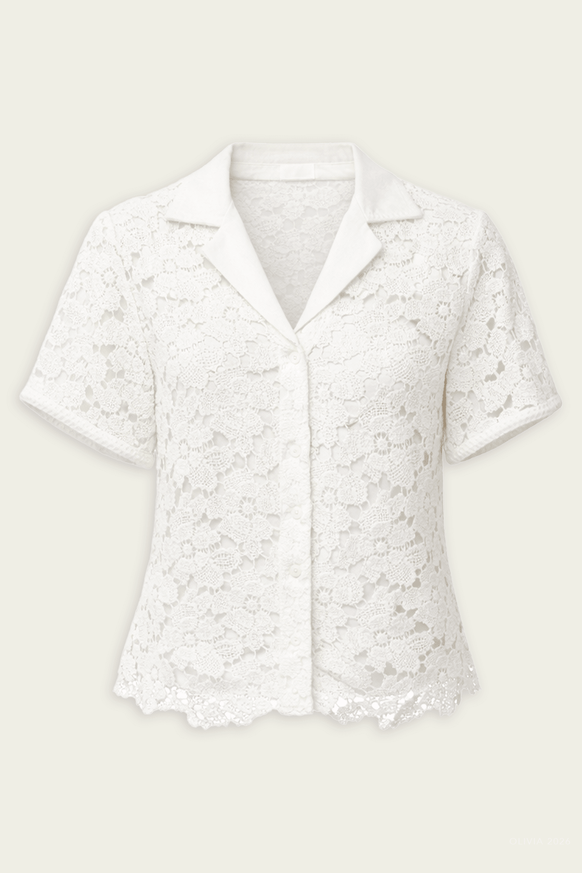 Glenn Lace Camp Shirt in Ivory - shop - olivia.com