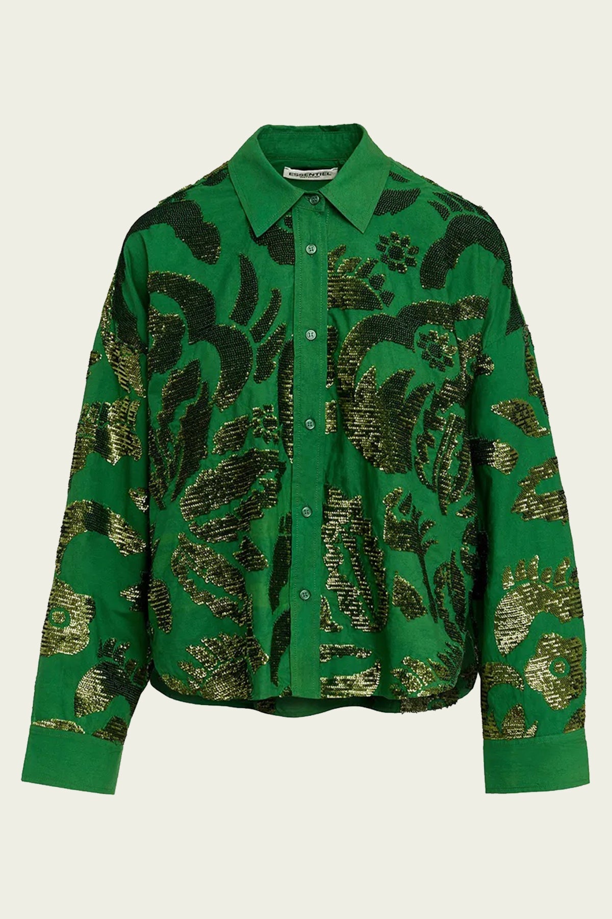 Gloria Sequin - Embellished Cotton Shirt in Dark Green - shop - olivia.com