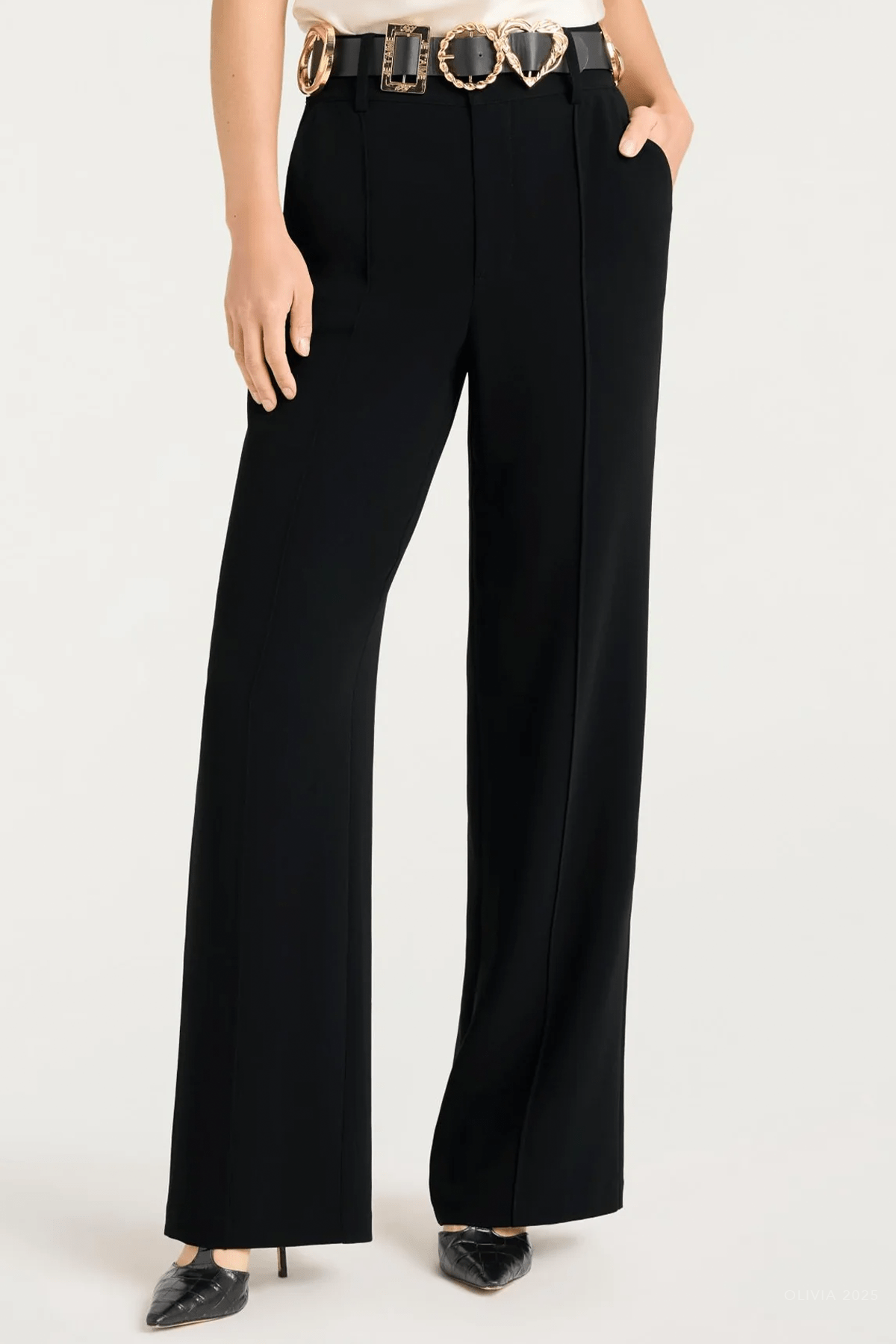 Gold Belt Ester Pant in Black - shop - olivia.com