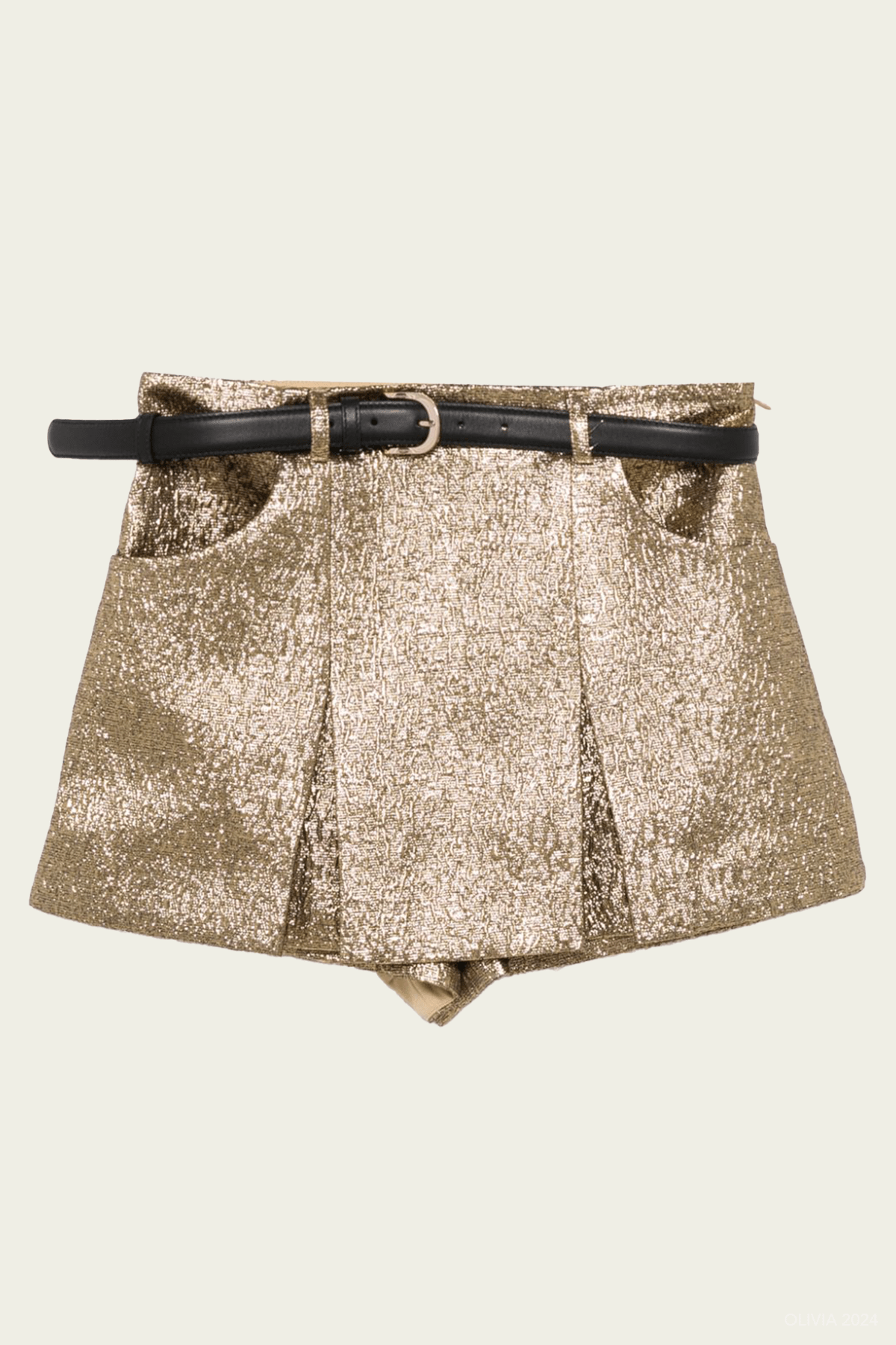 Gold Metallic Jacquard Skort - shop - olivia.com