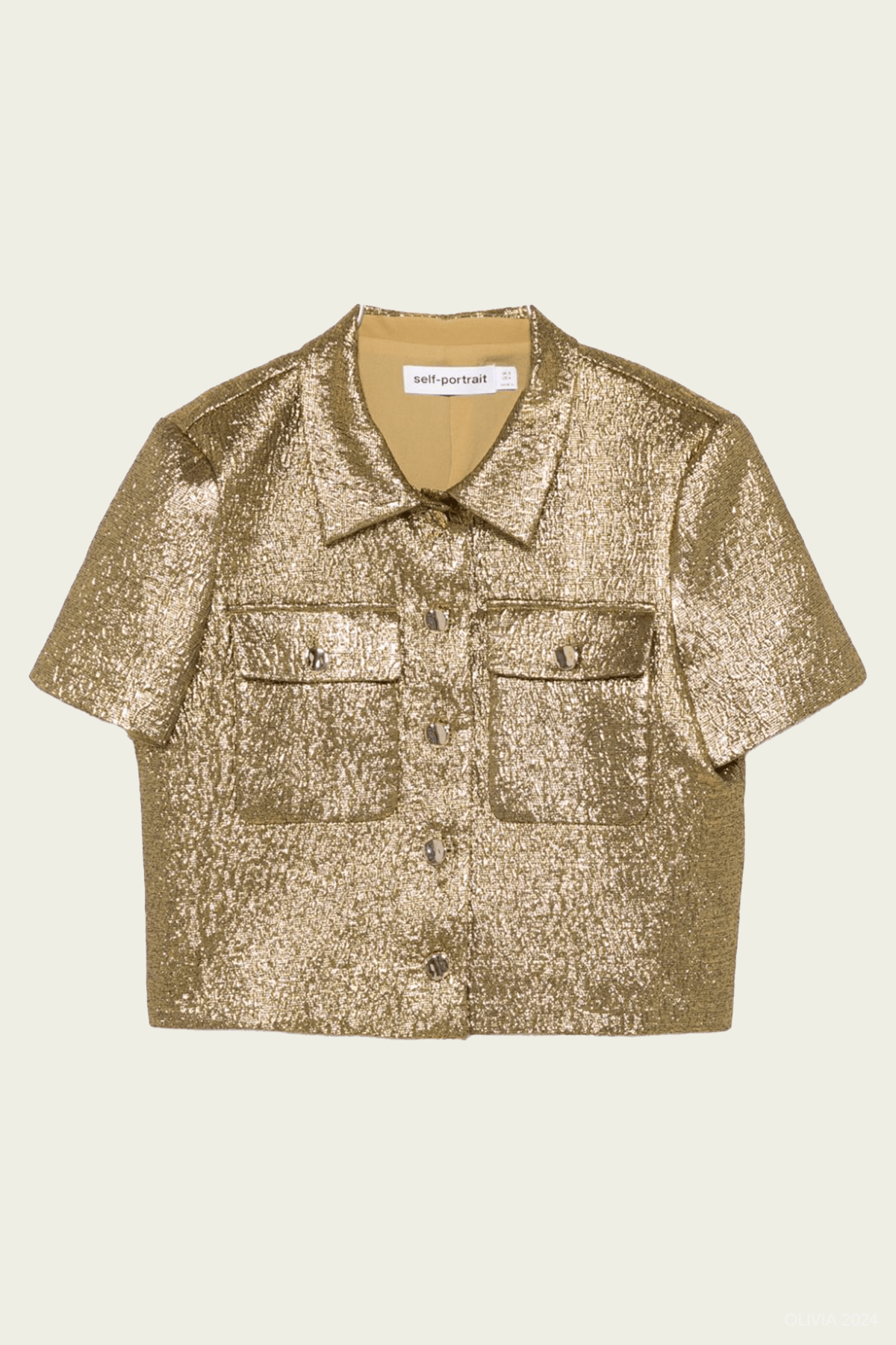 Gold Metallic Jacquard Top - shop - olivia.com