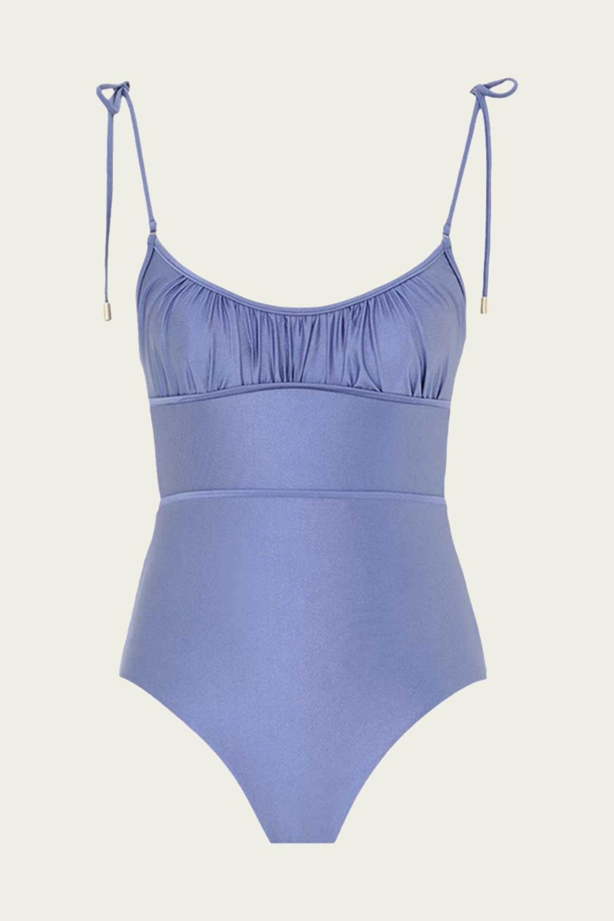 Golden Gathered Scoop One - Piece in Dusty Blue - shop - olivia.com