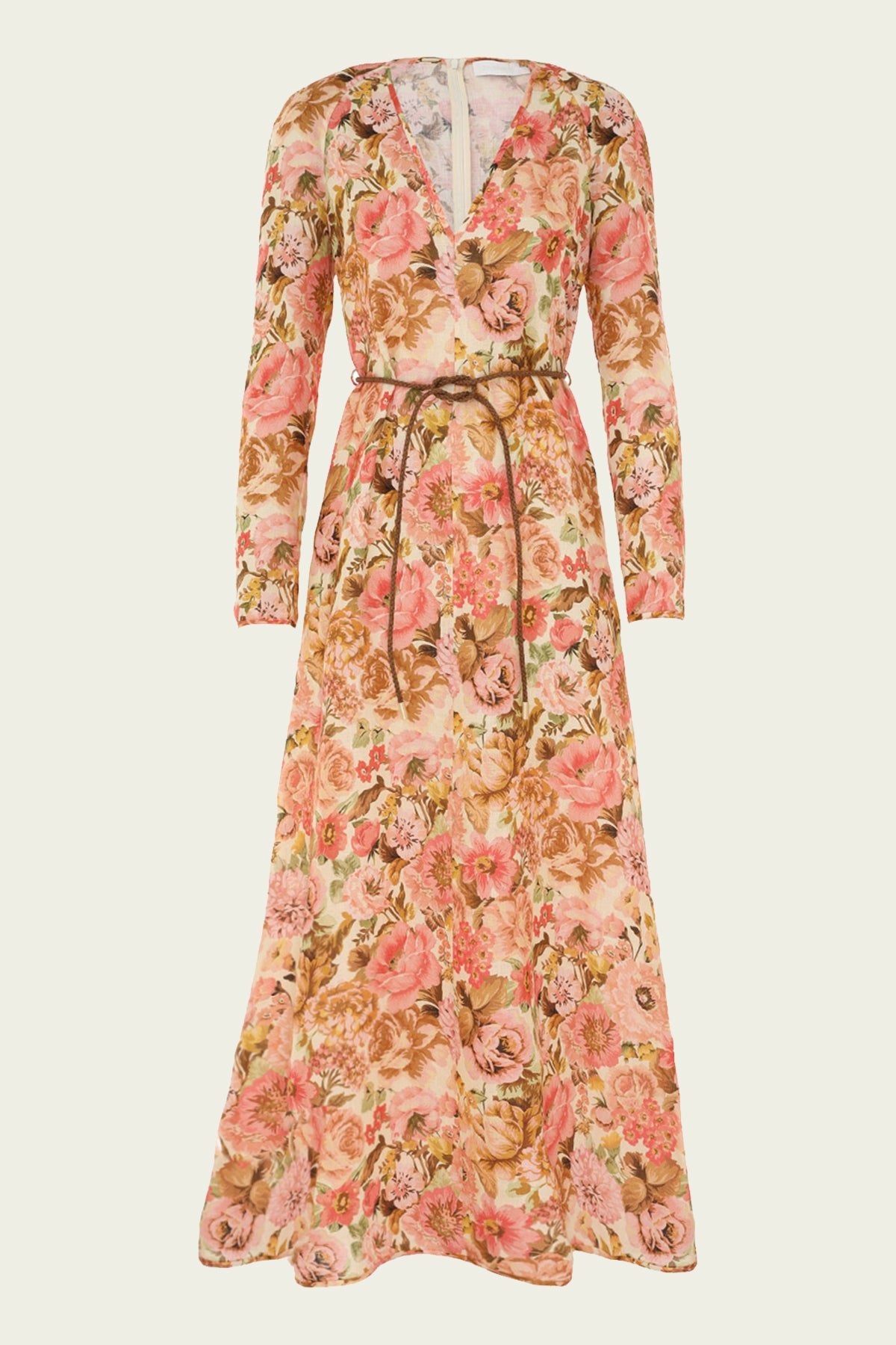 Golden Plunge Maxi Dress in Pink Rose - shop - olivia.com