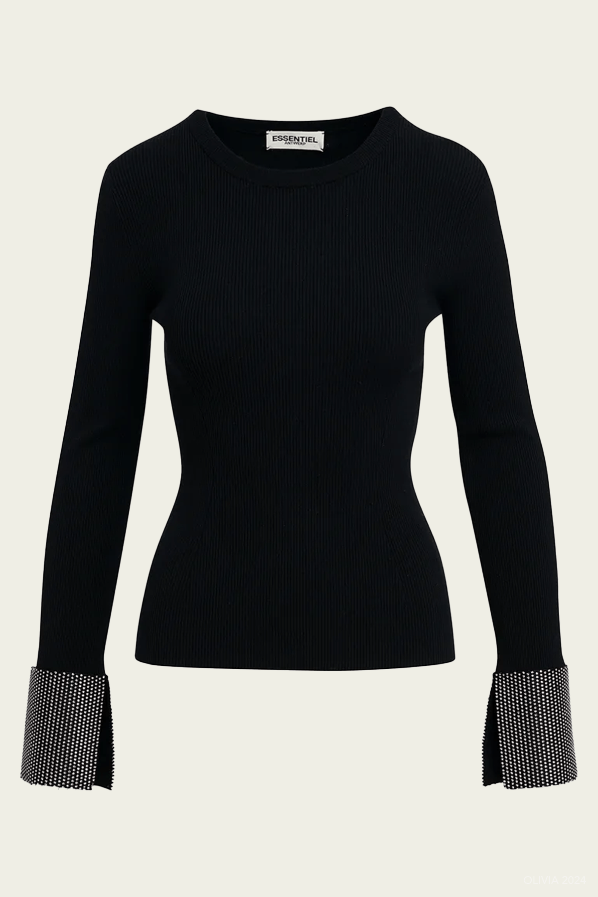 Gomi Rhinestone Cuff Knit Sweater in Black - shop - olivia.com