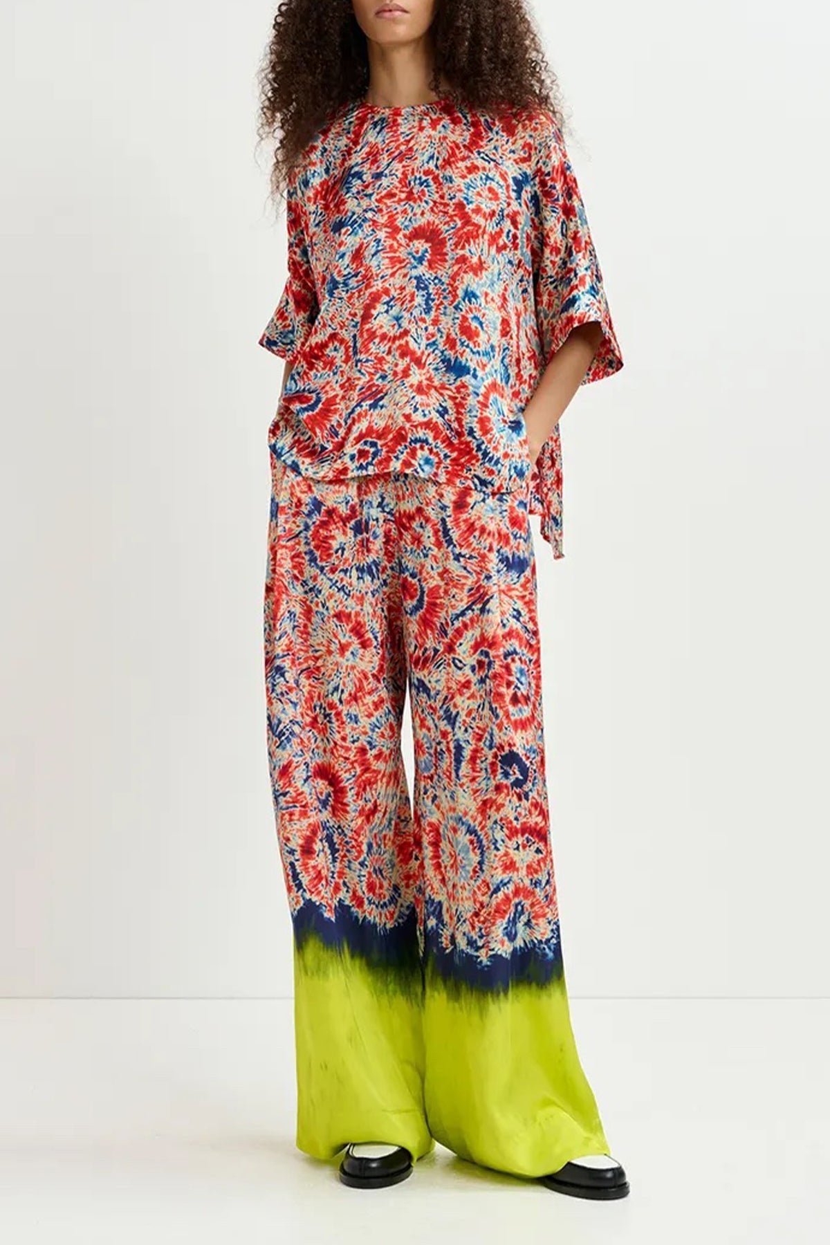 Googoo Printed Wide - Leg Pant in Red and Blue - shop - olivia.com