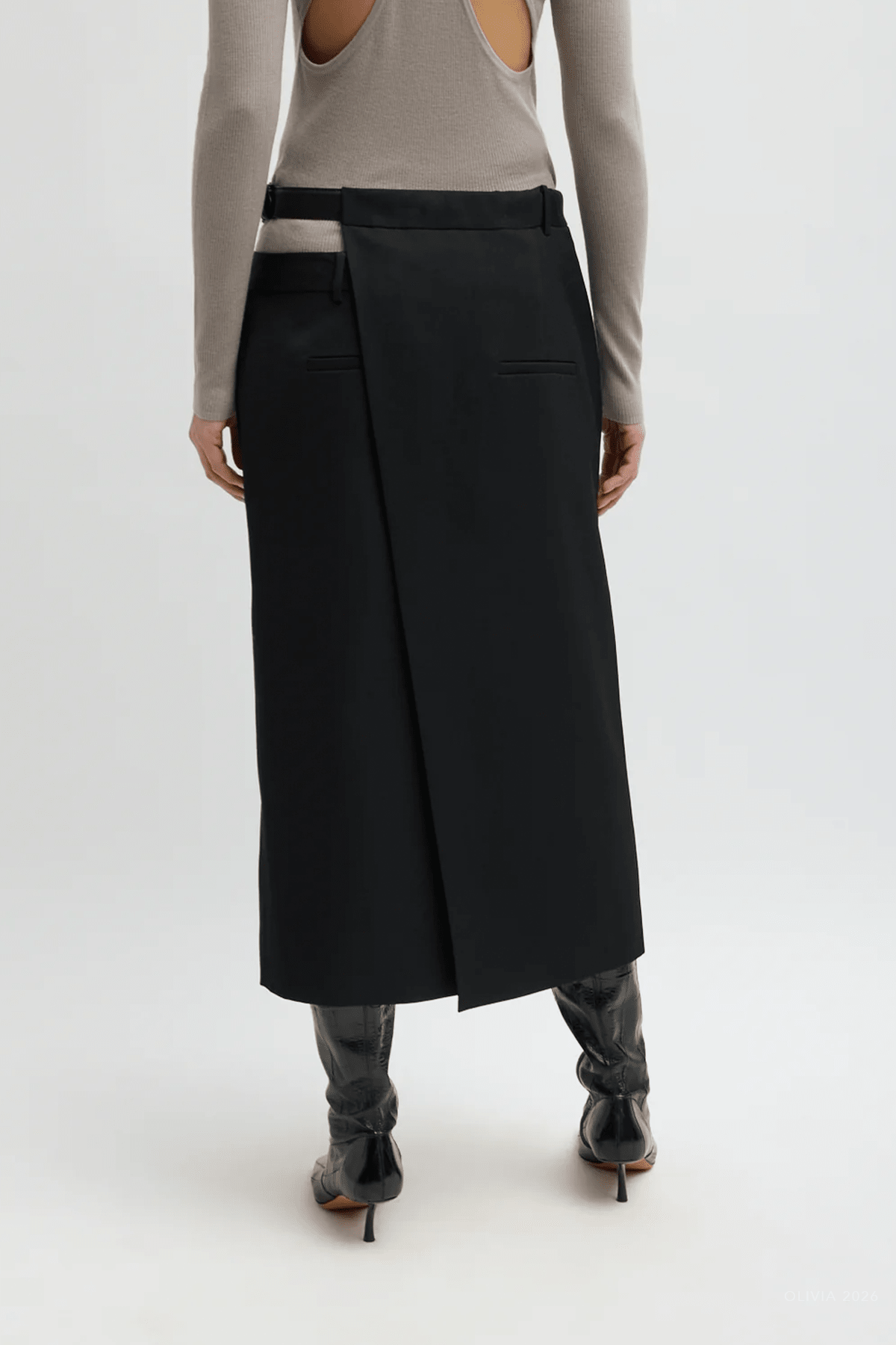 Gossamer Plain Weave Double Apron Skirt in Black - shop-olivia.com